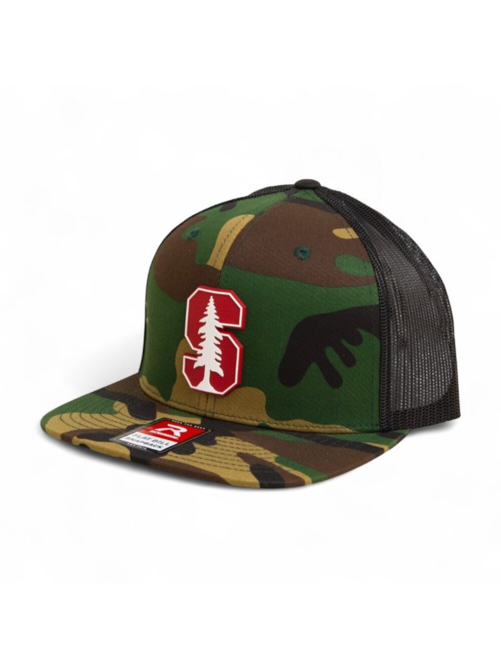 Stanford Cardinal 3D Wool Blend Flat Bill Hat- Army Camo/ Black - Picture 2 of 3